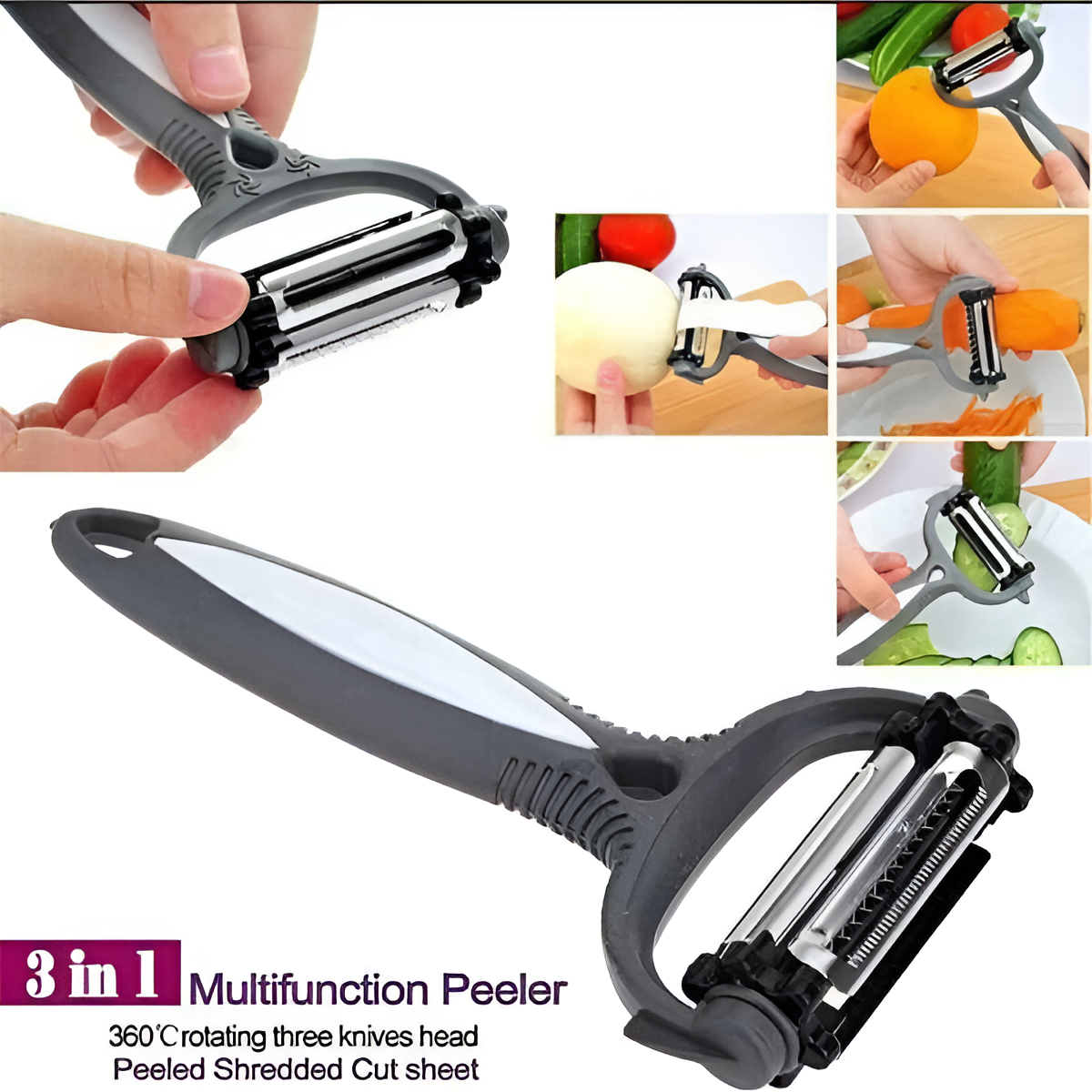 3-in-1 Vegetable Peeler Cyclone Knife | Roto Peeler | Multifunctional Kitchen Tool | Random Color