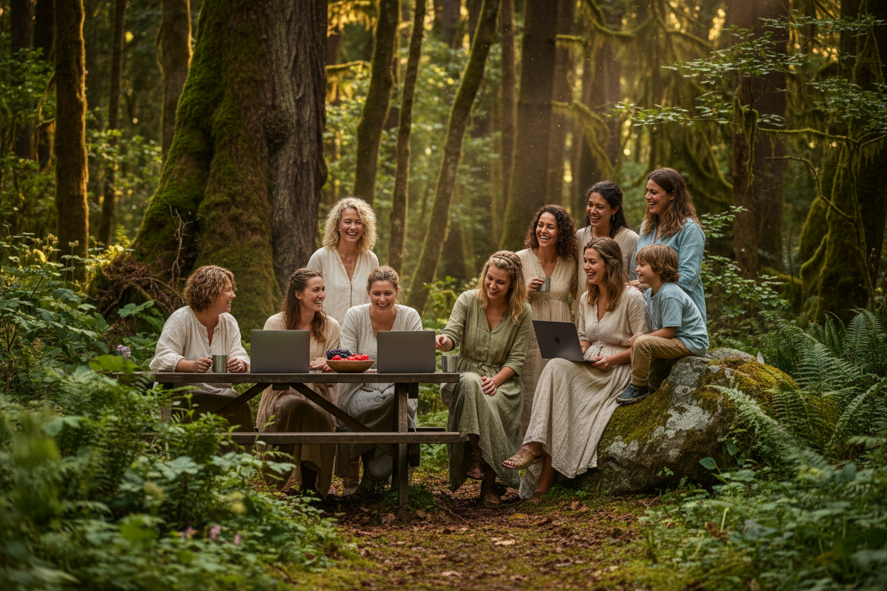 create ,e  a baaner of all family member show some besuty girls and some forest or tree in igest forest like a pro  see 2 labtop