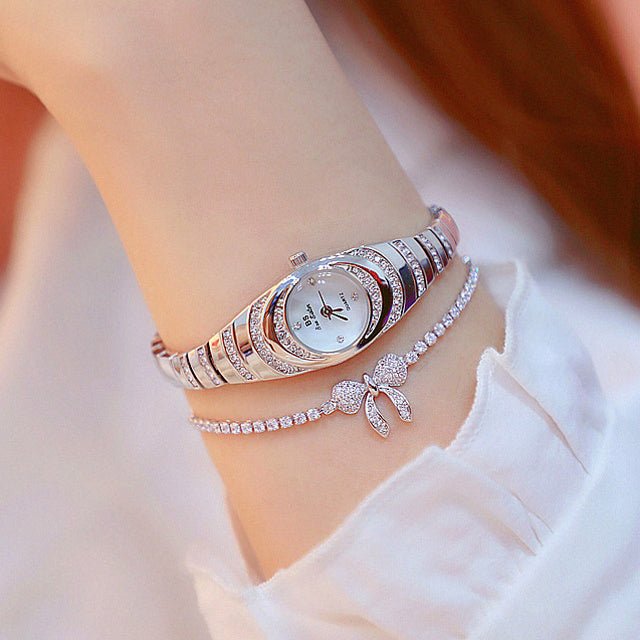 “Women’s Luxury Diamond Gold Bracelet Watch