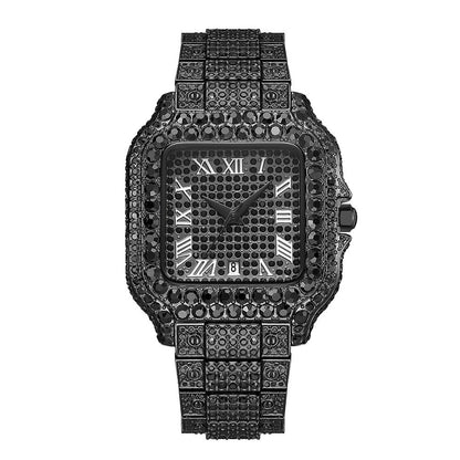 Men’s Straight European Hip Hop Diamond Quartz Wrist Watch